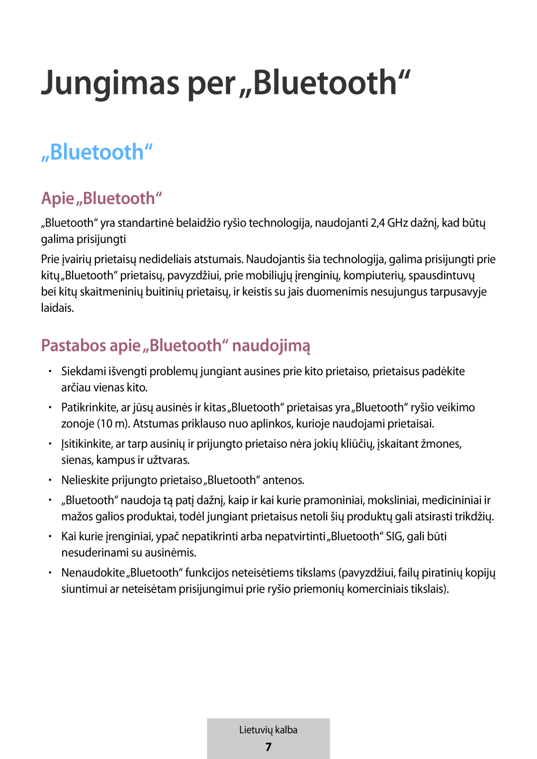 „Bluetooth“ Jungimas per„Bluetooth“