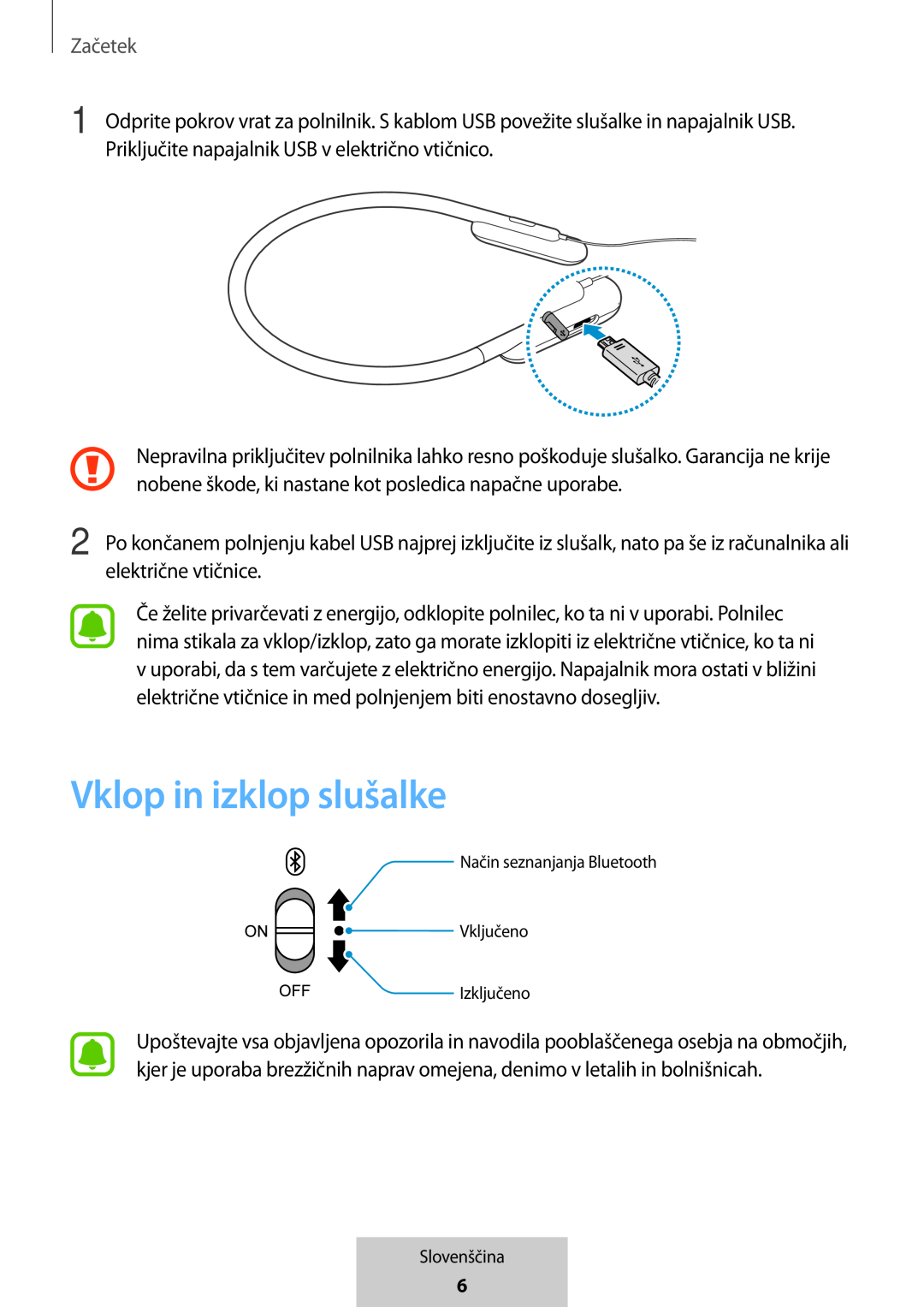 Vklop in izklop slušalke In-Ear Headphones U Flex Headphones