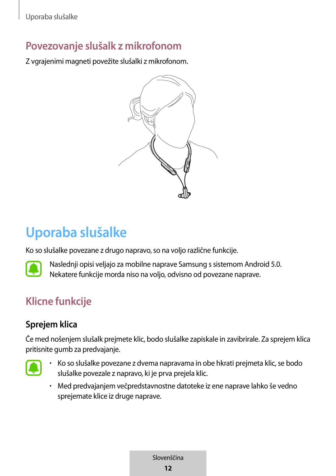 Uporaba slušalke In-Ear Headphones U Flex Headphones