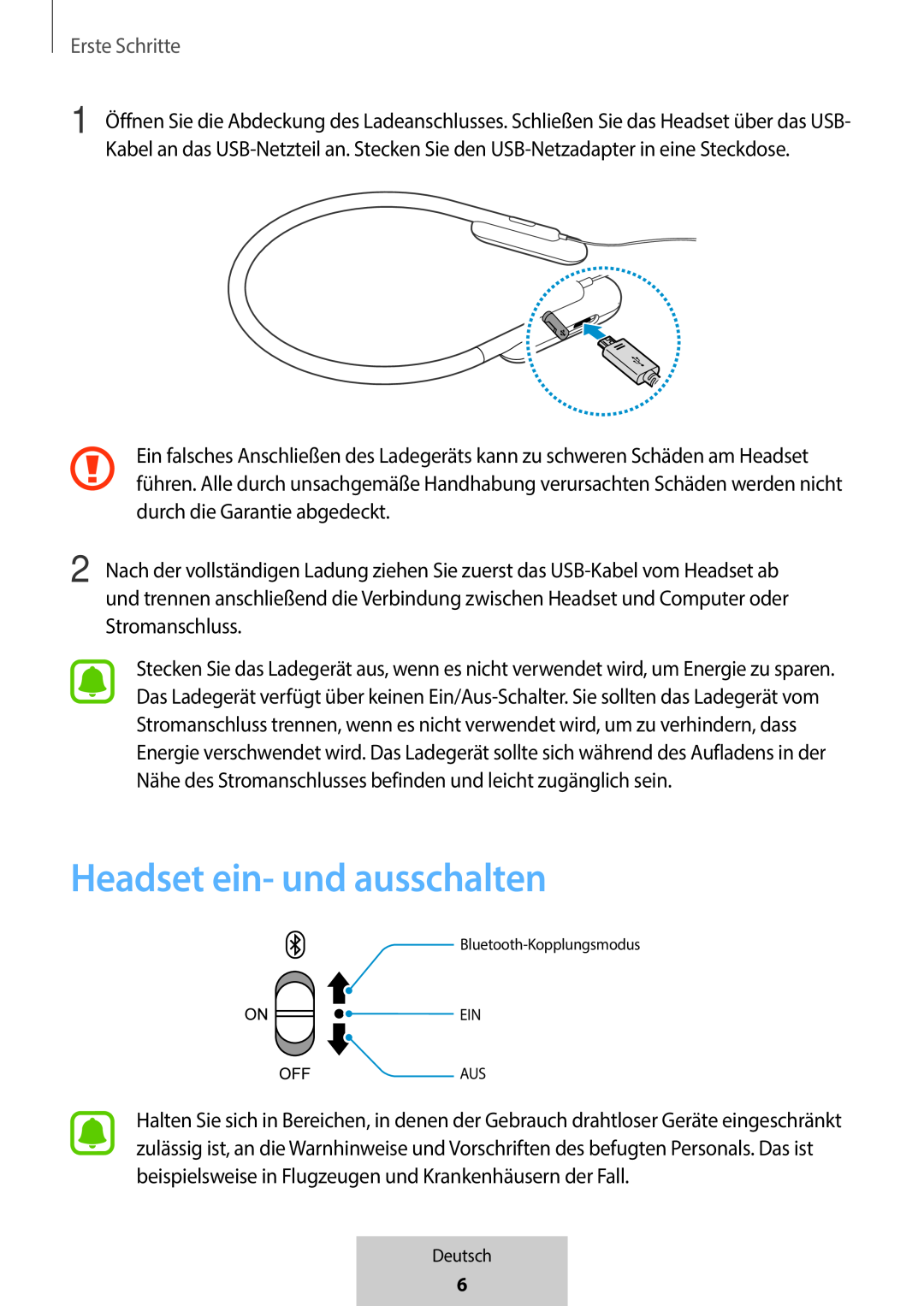 Headset ein- und ausschalten In-Ear Headphones U Flex Headphones