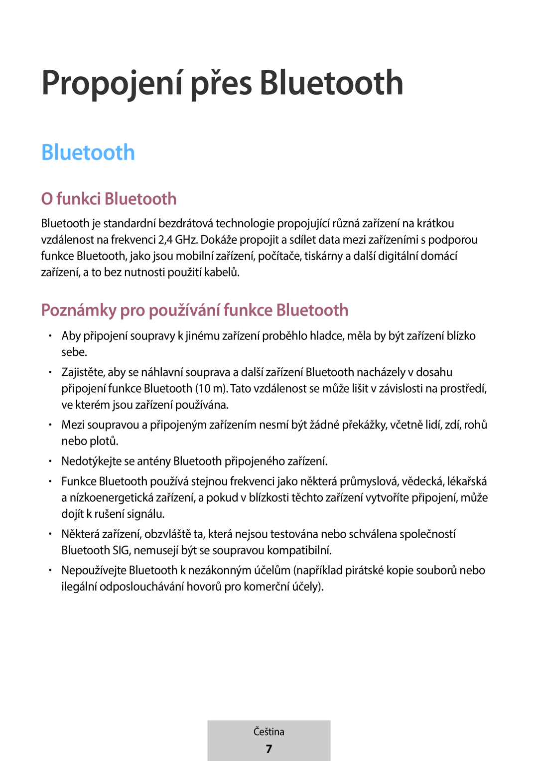 Propojení přes Bluetooth O funkci Bluetooth