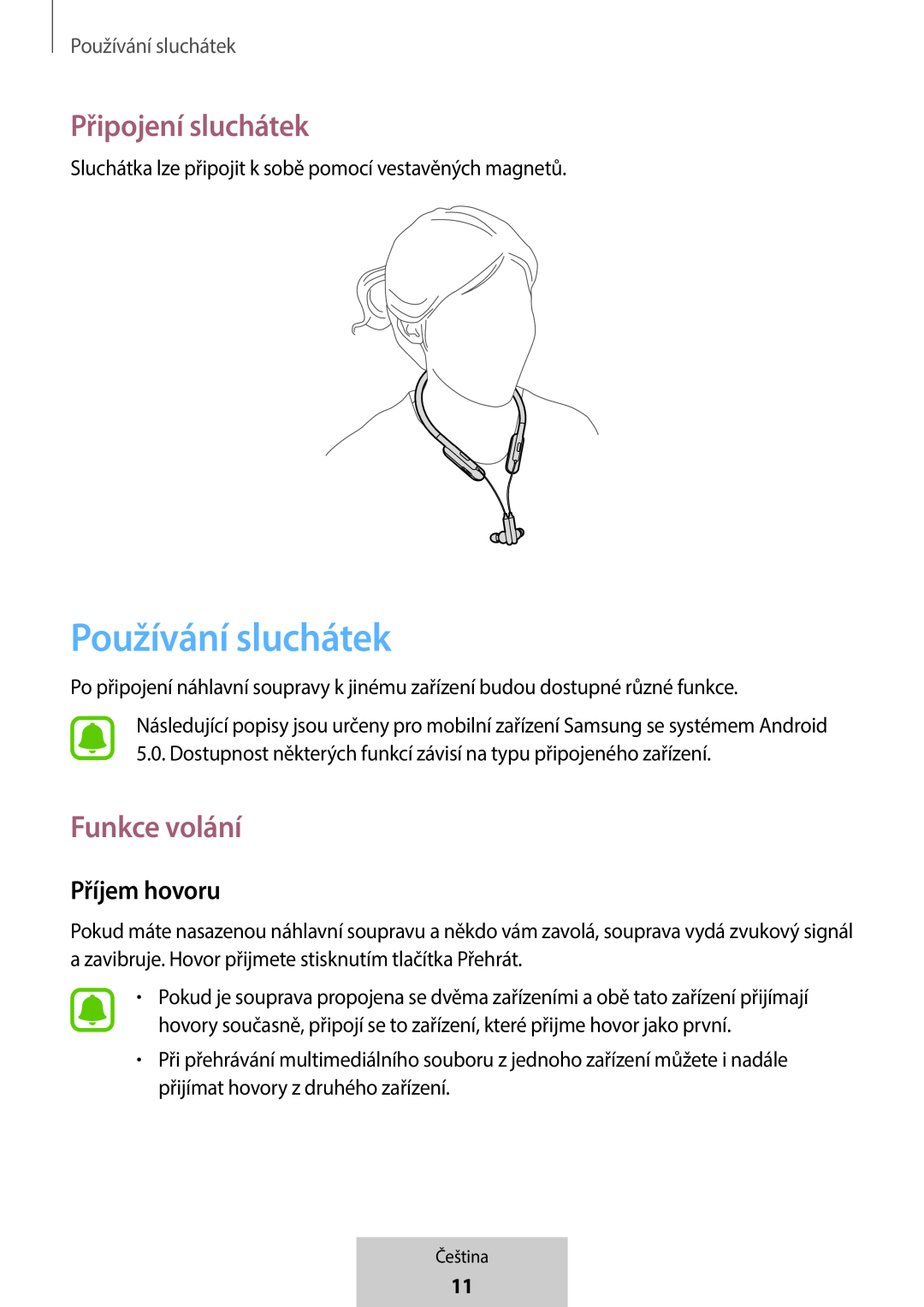 Používání sluchátek In-Ear Headphones U Flex Headphones