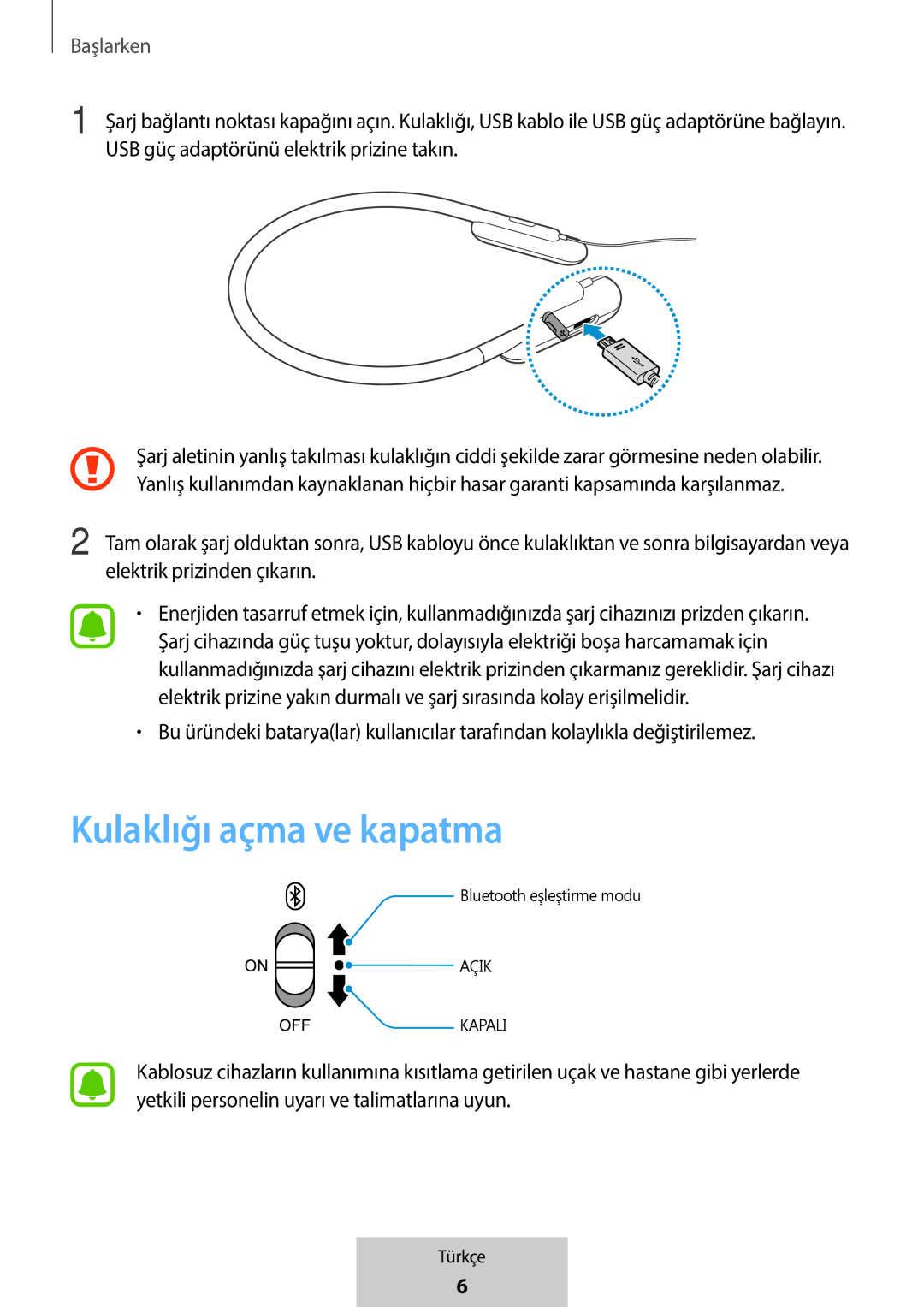 Kulaklığı açma ve kapatma In-Ear Headphones U Flex Headphones