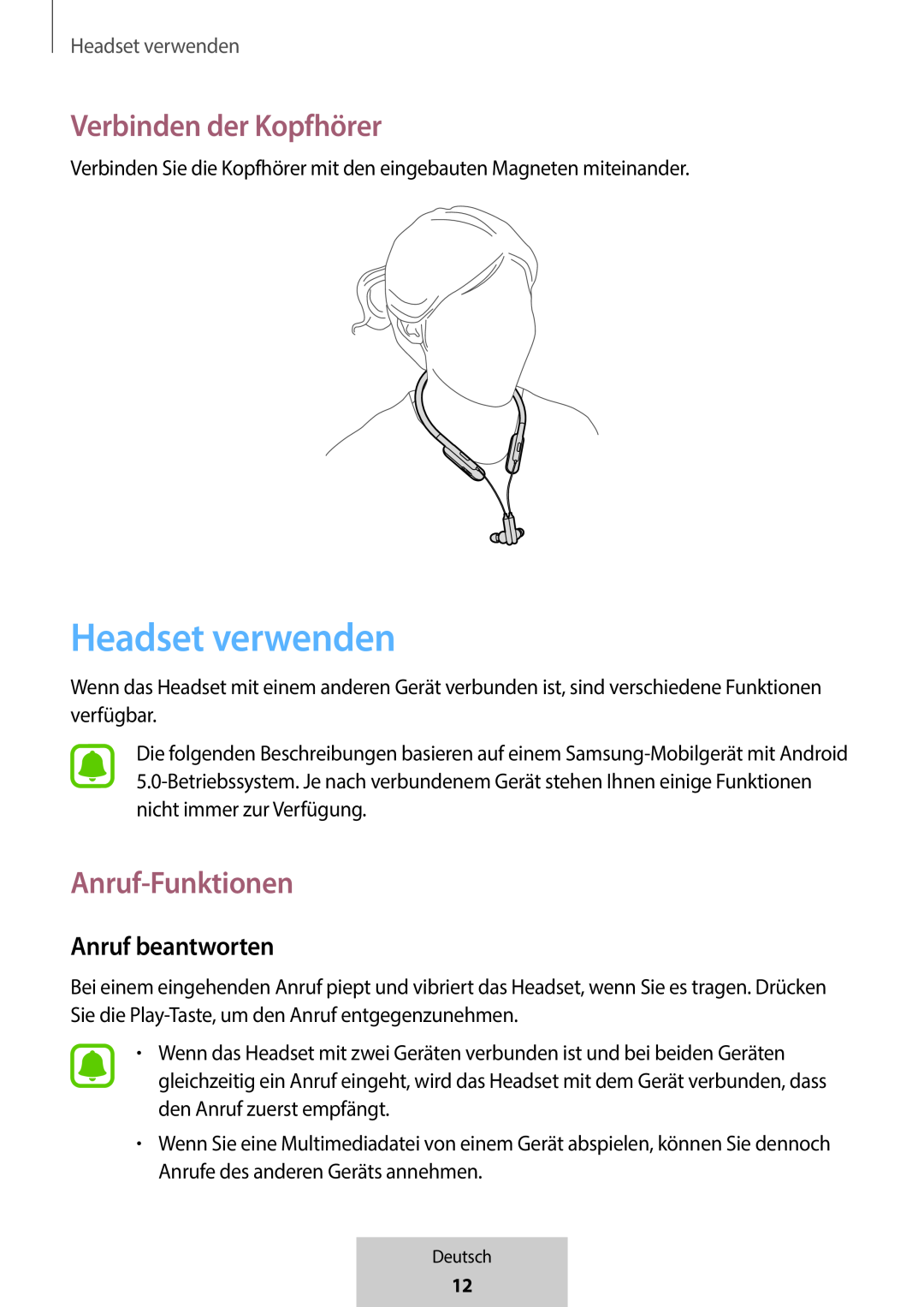 Verbinden der Kopfhörer In-Ear Headphones U Flex Headphones