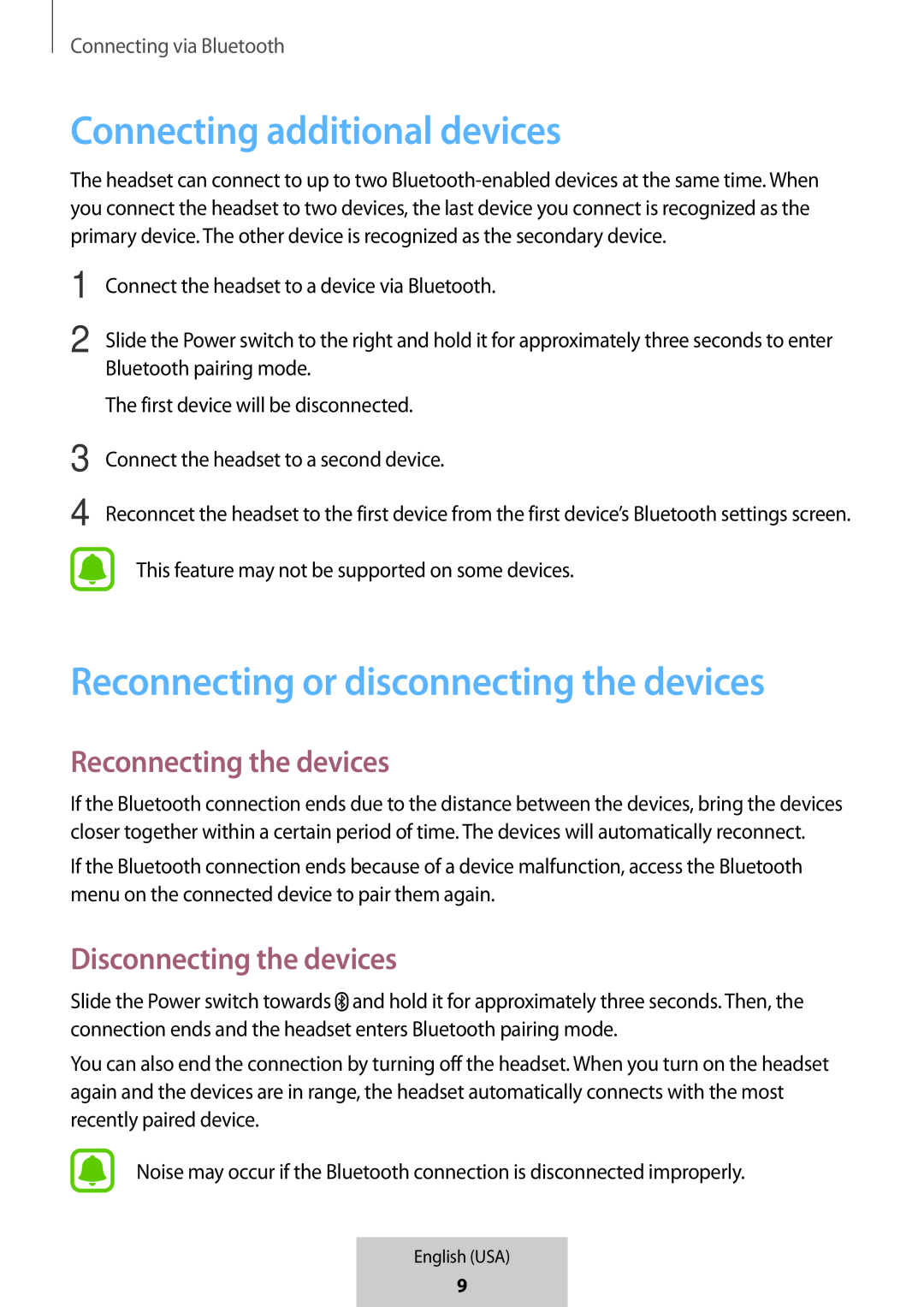 Connecting additional devices Reconnecting or disconnecting the devices