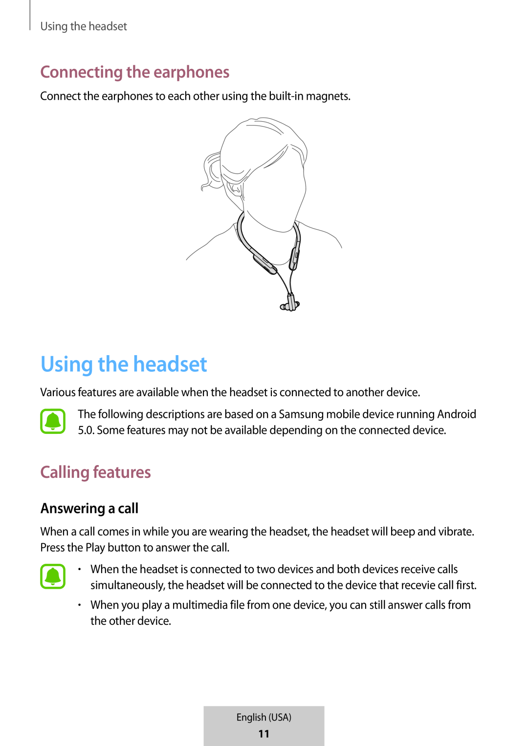 Connecting the earphones In-Ear Headphones U Flex Headphones