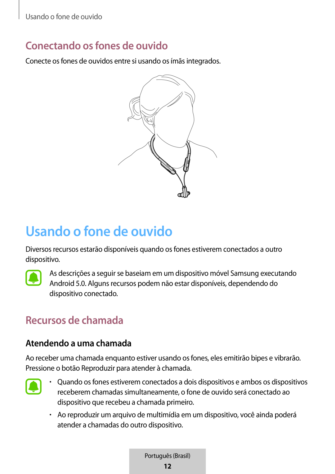 Usando o fone de ouvido In-Ear Headphones U Flex Headphones