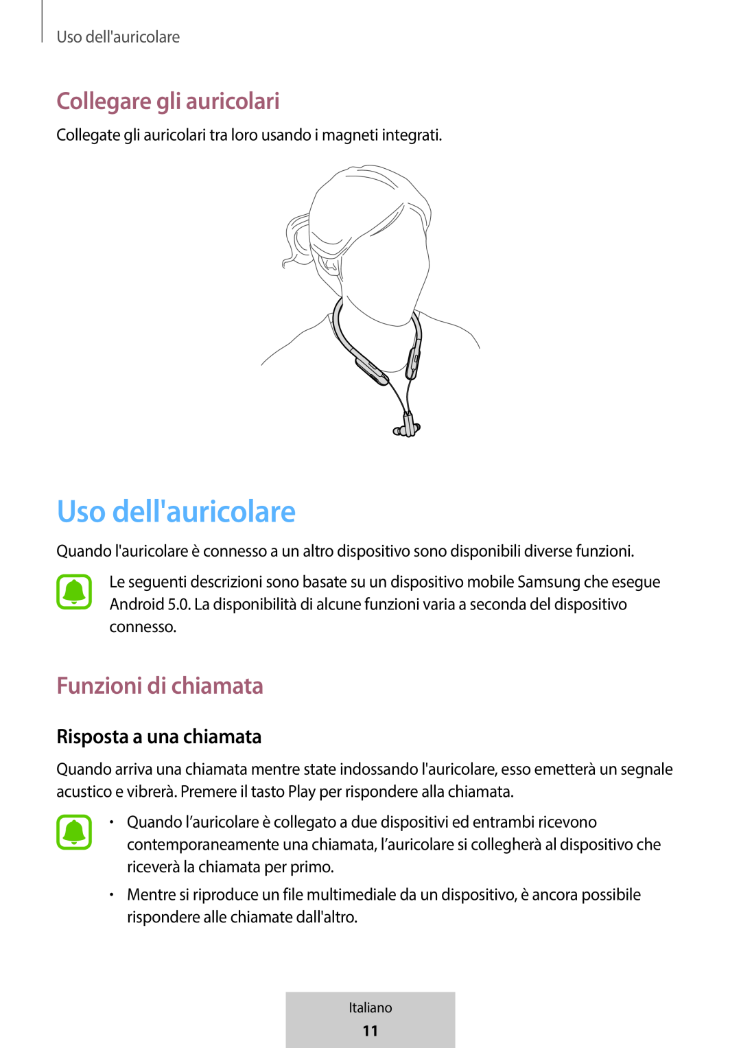 Uso dell'auricolare Risposta a una chiamata