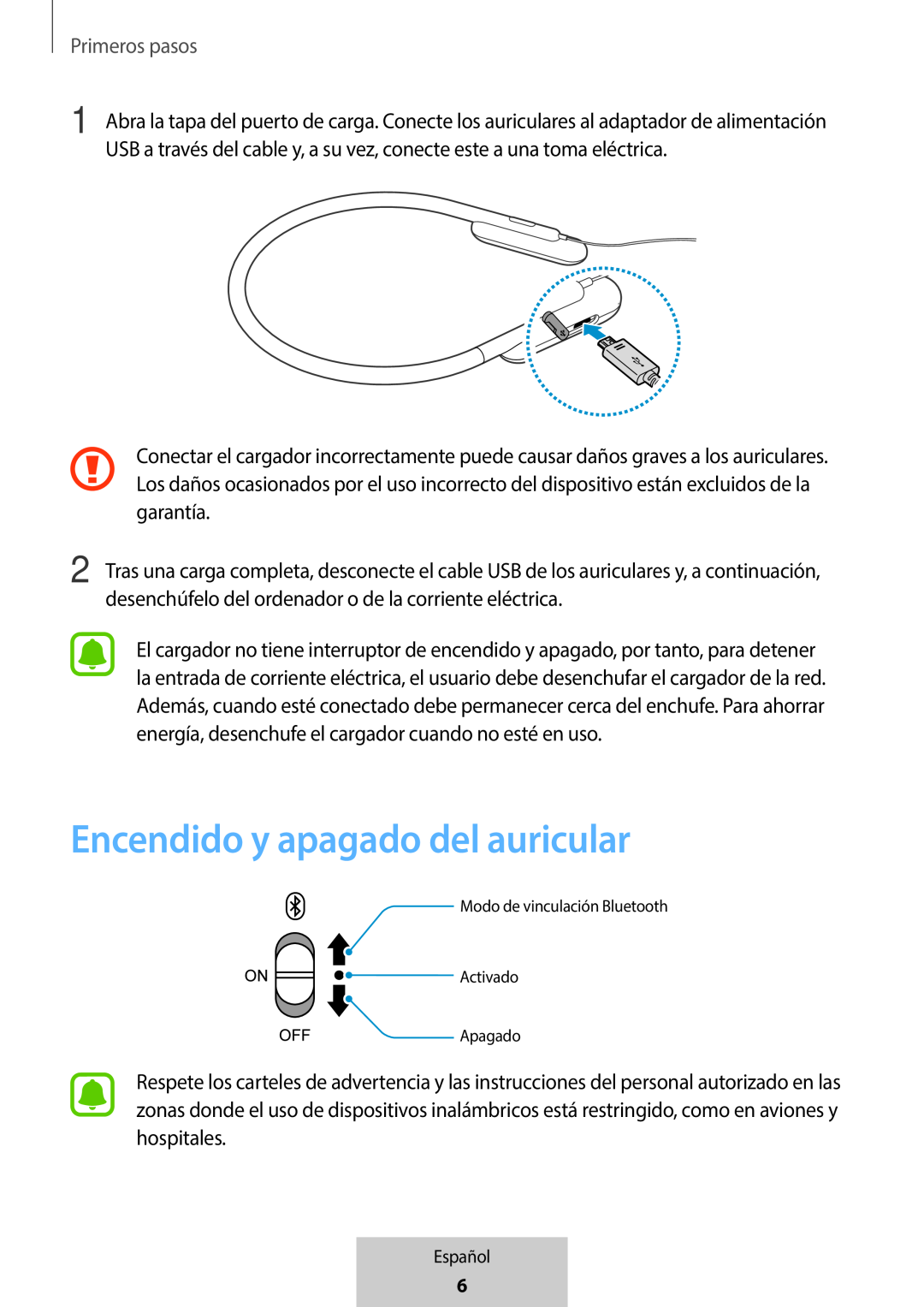 Encendido y apagado del auricular