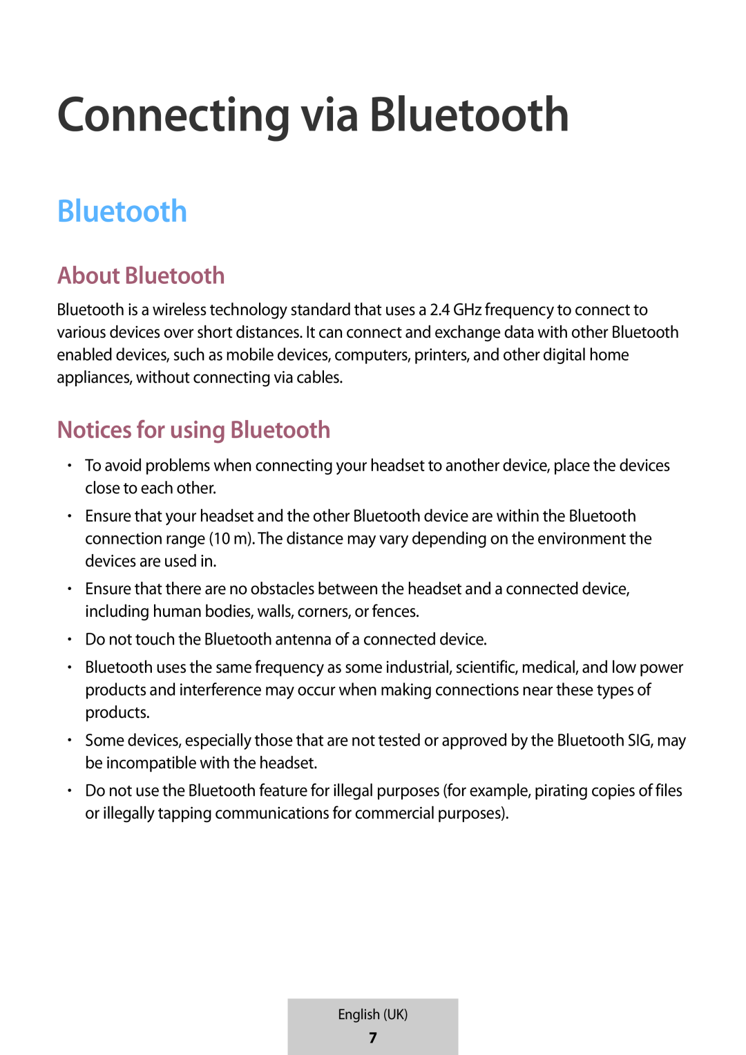 Notices for using Bluetooth In-Ear Headphones U Flex Headphones