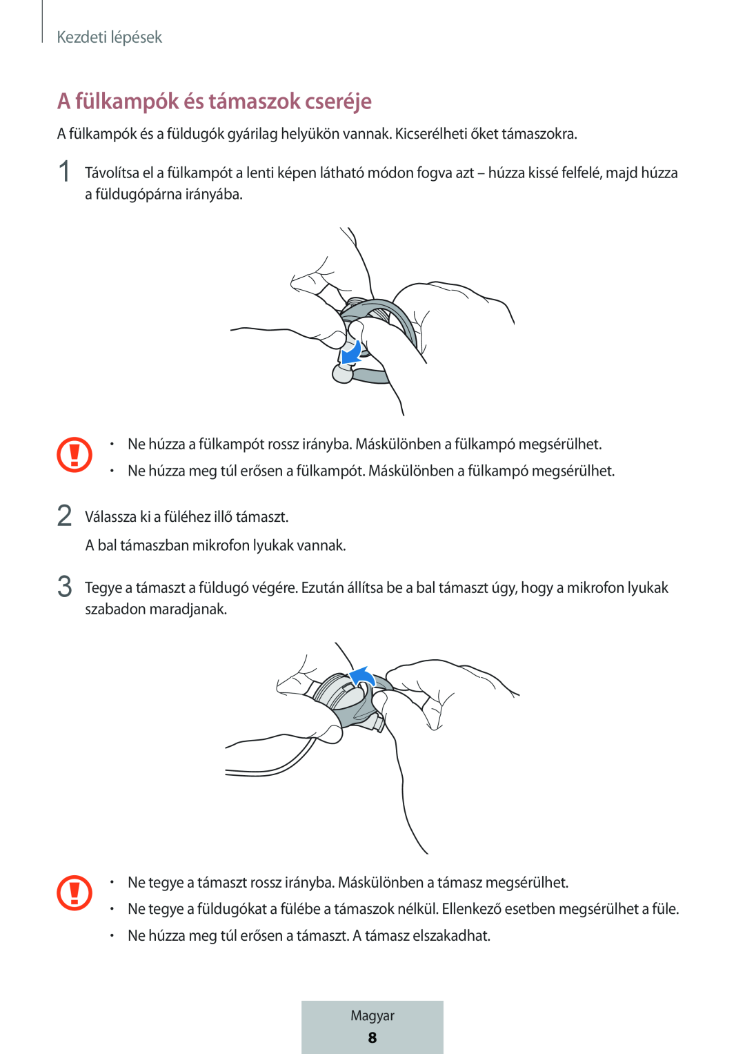 A fülkampók és támaszok cseréje In-Ear Headphones Level Active Headphones