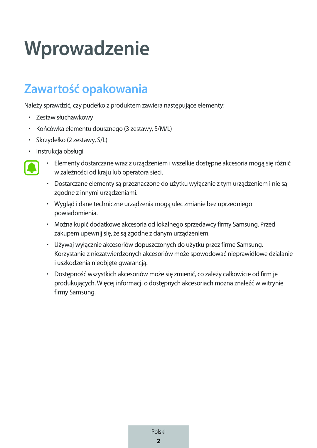 Zawartość opakowania In-Ear Headphones Level Active Headphones