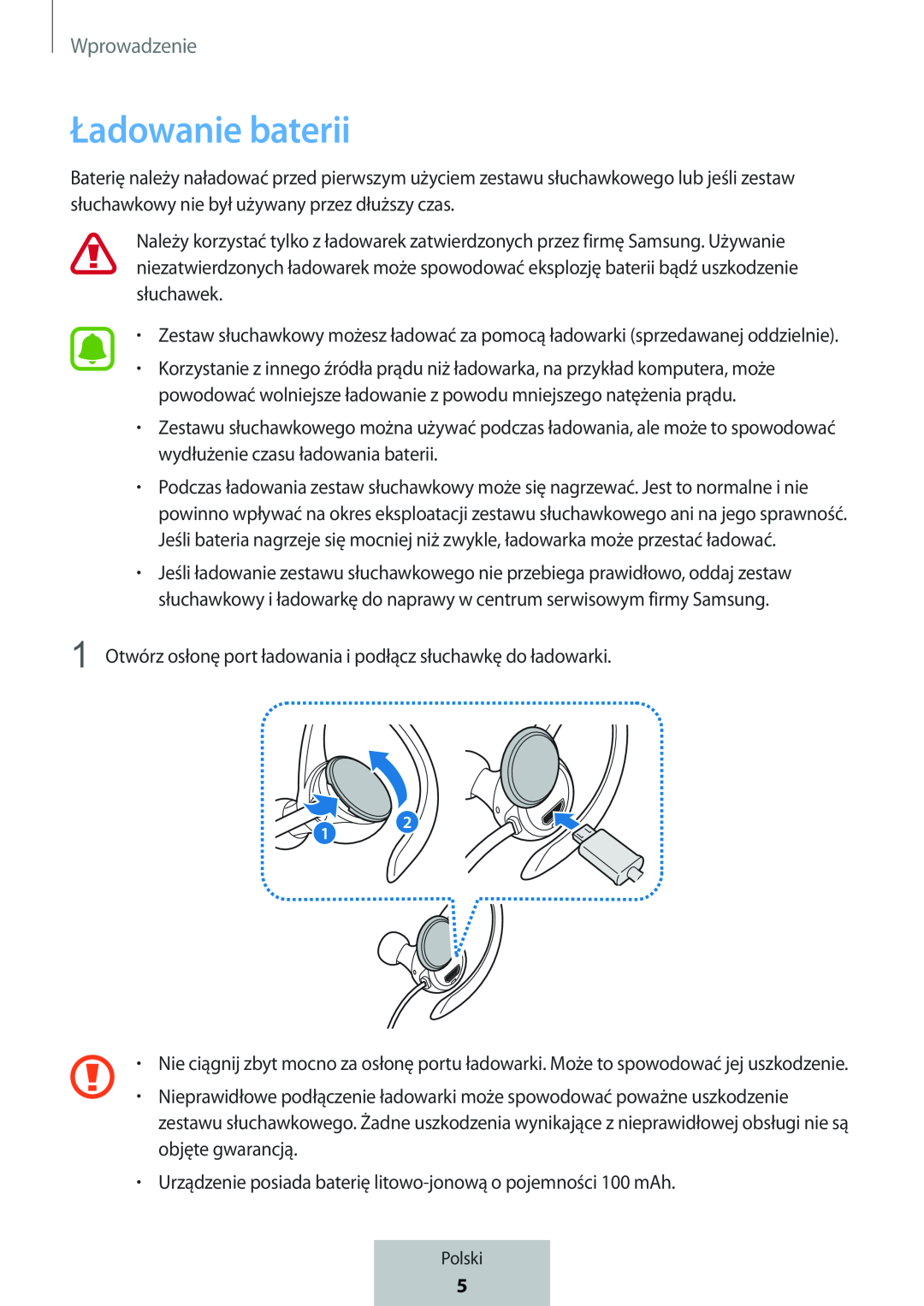 Ładowanie baterii In-Ear Headphones Level Active Headphones