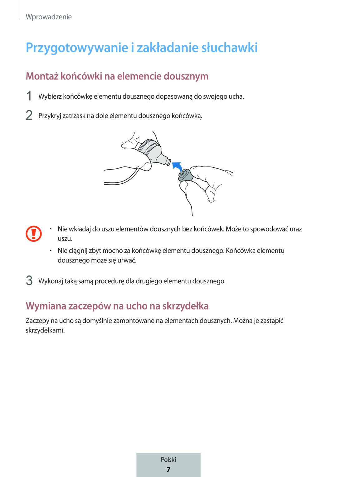 Montaż końcówki na elemencie dousznym In-Ear Headphones Level Active Headphones