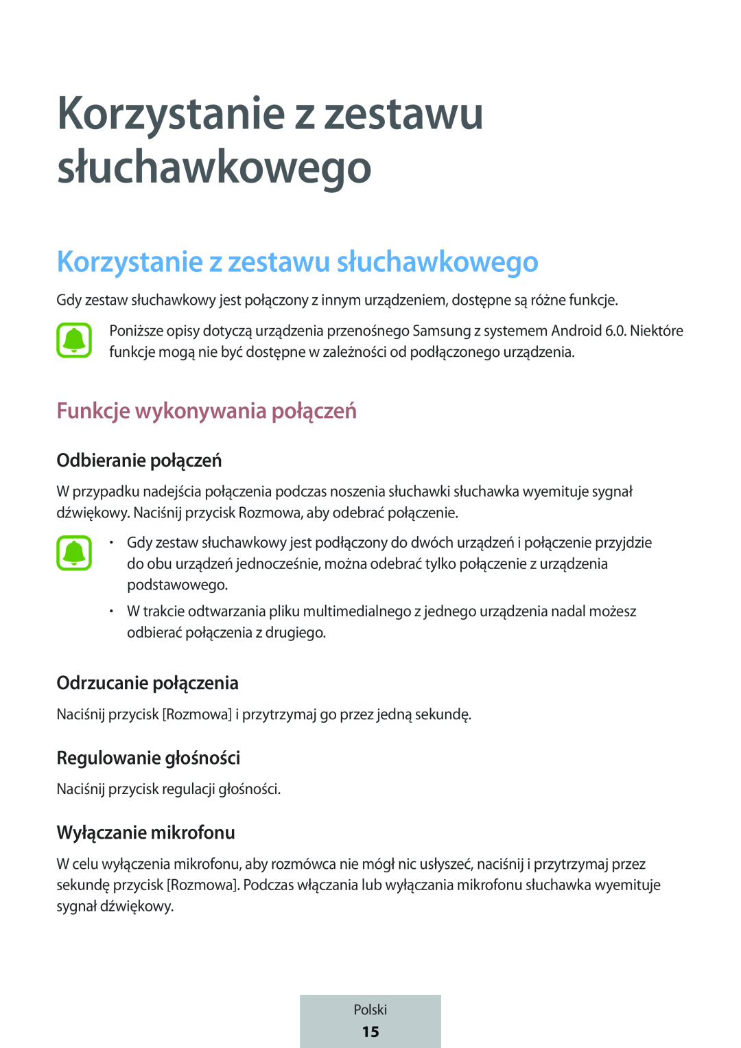 Korzystanie z zestawu słuchawkowego Odbieranie połączeń