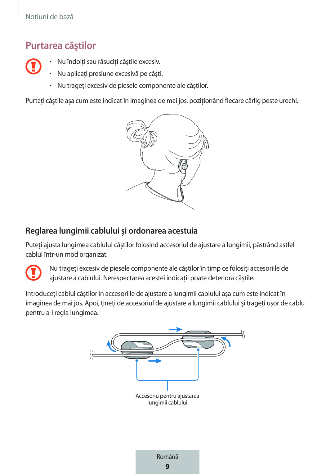 Reglarea lungimii cablului și ordonarea acestuia In-Ear Headphones Level Active Headphones