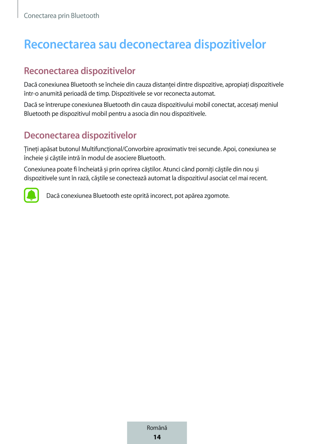 Reconectarea dispozitivelor Deconectarea dispozitivelor