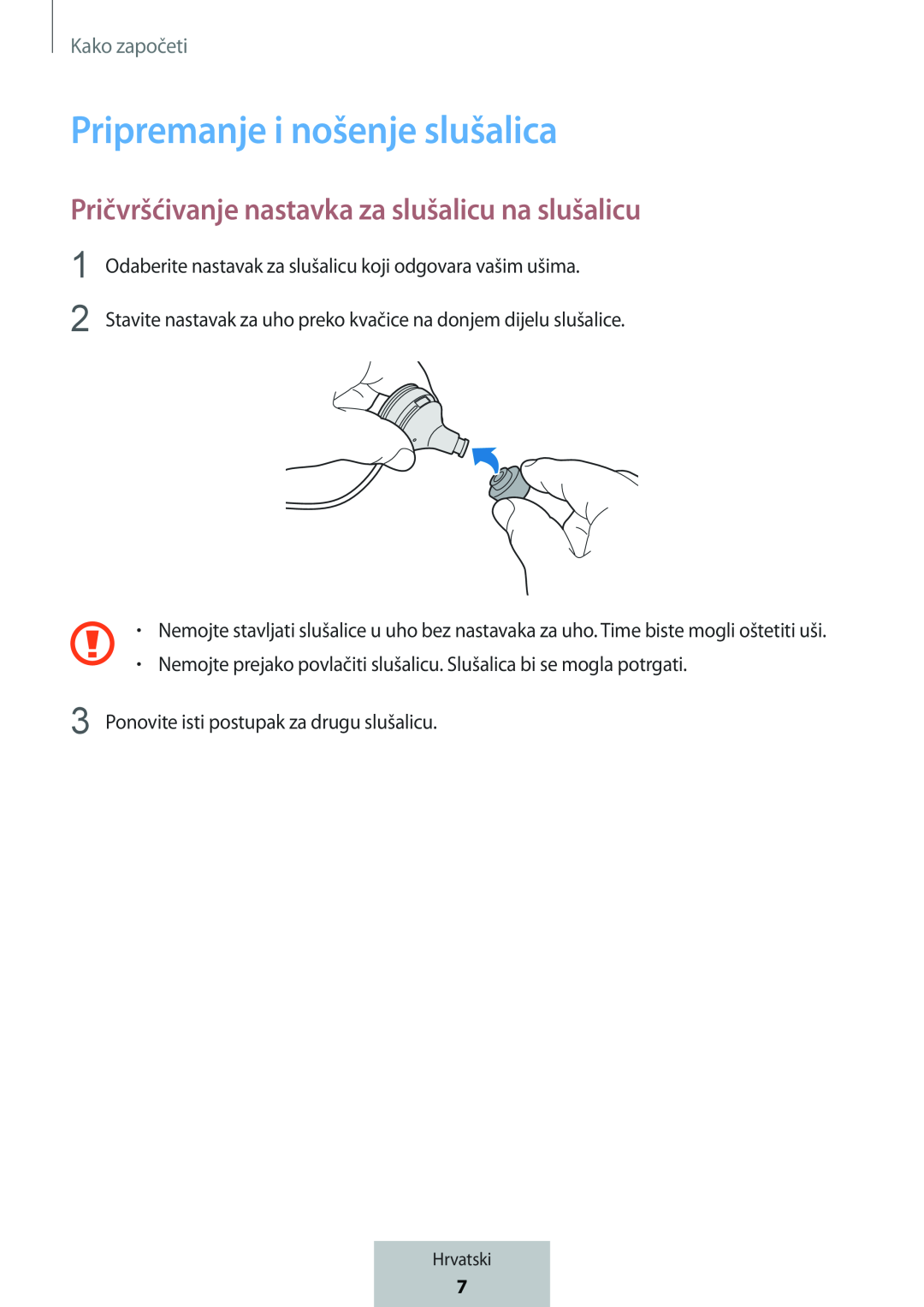 Pričvršćivanje nastavka za slušalicu na slušalicu In-Ear Headphones Level Active Headphones