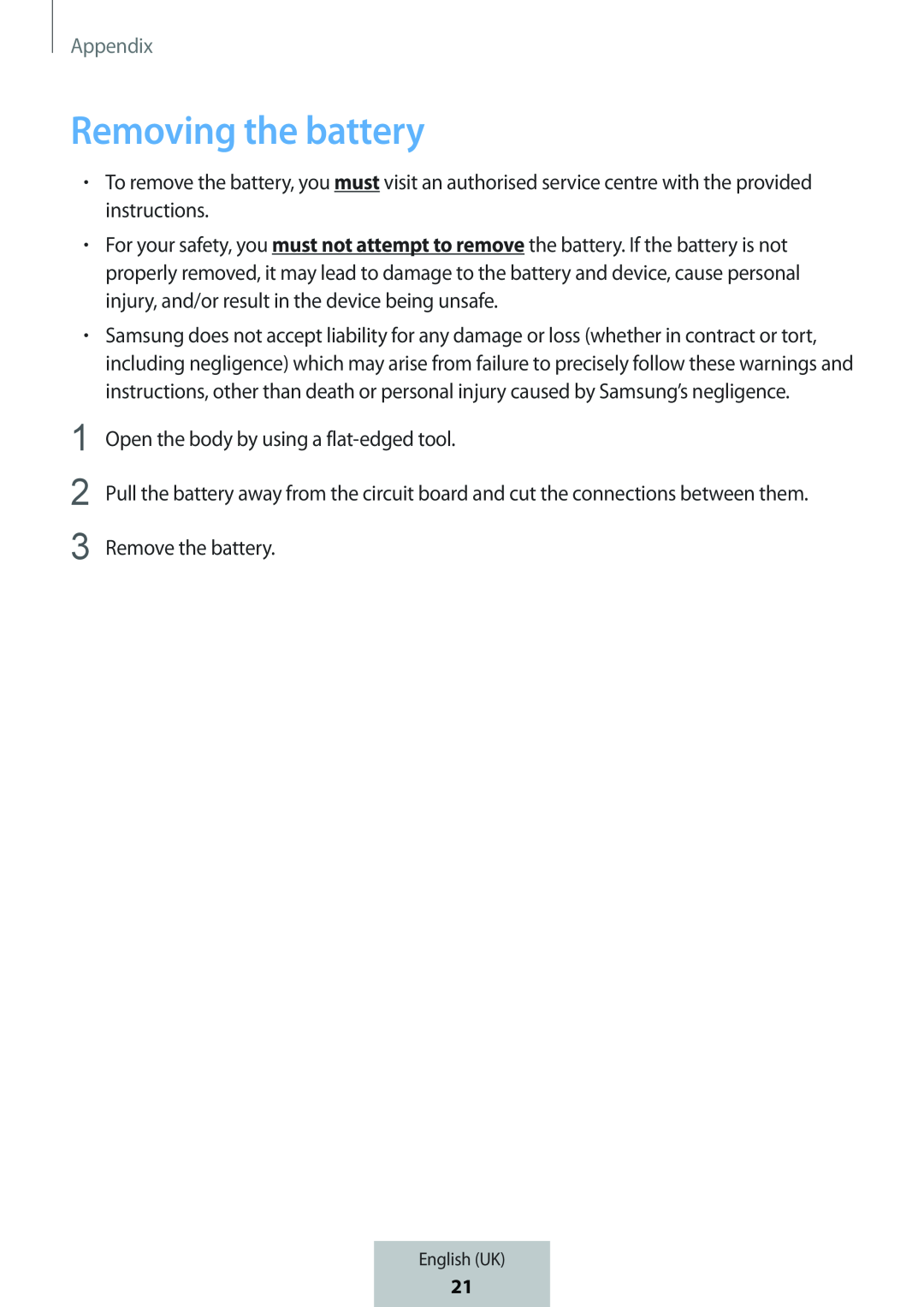 Removing the battery In-Ear Headphones Level Active Headphones