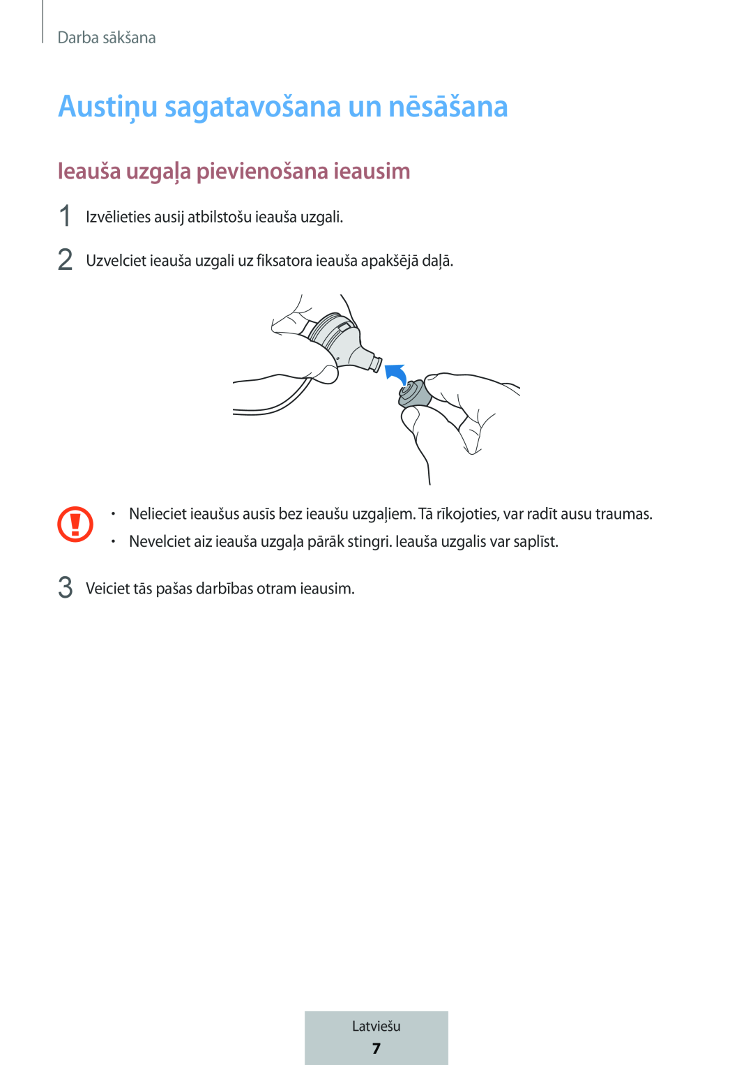 Ieauša uzgaļa pievienošana ieausim In-Ear Headphones Level Active Headphones