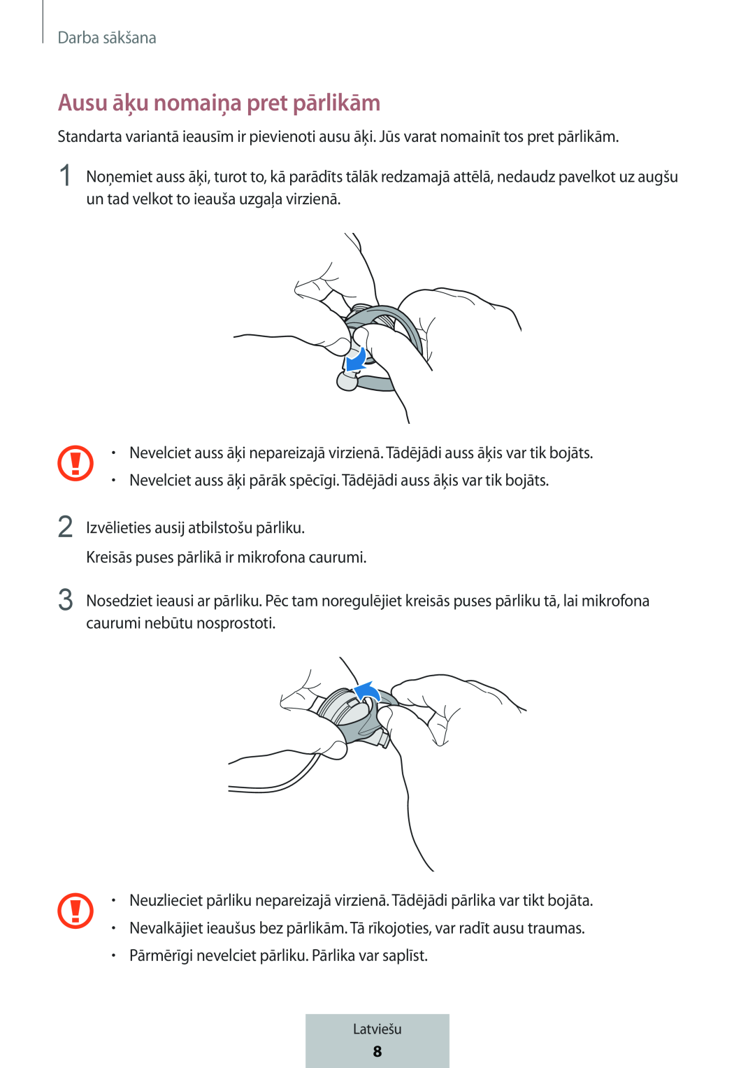 Ausu āķu nomaiņa pret pārlikām In-Ear Headphones Level Active Headphones