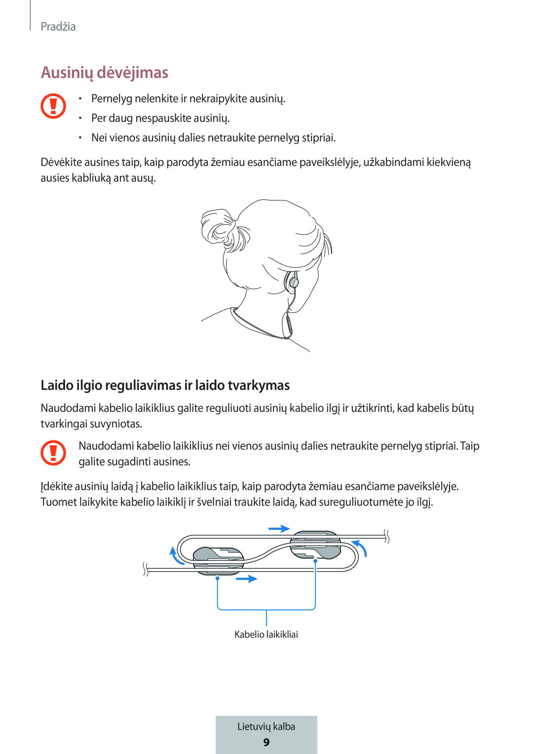 Laido ilgio reguliavimas ir laido tvarkymas In-Ear Headphones Level Active Headphones