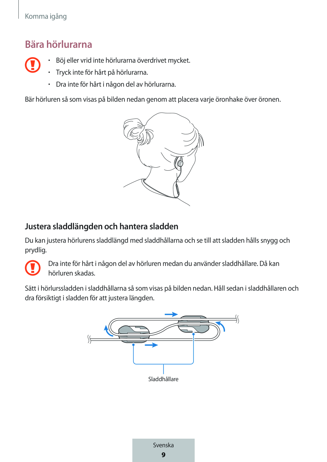 Justera sladdlängden och hantera sladden In-Ear Headphones Level Active Headphones