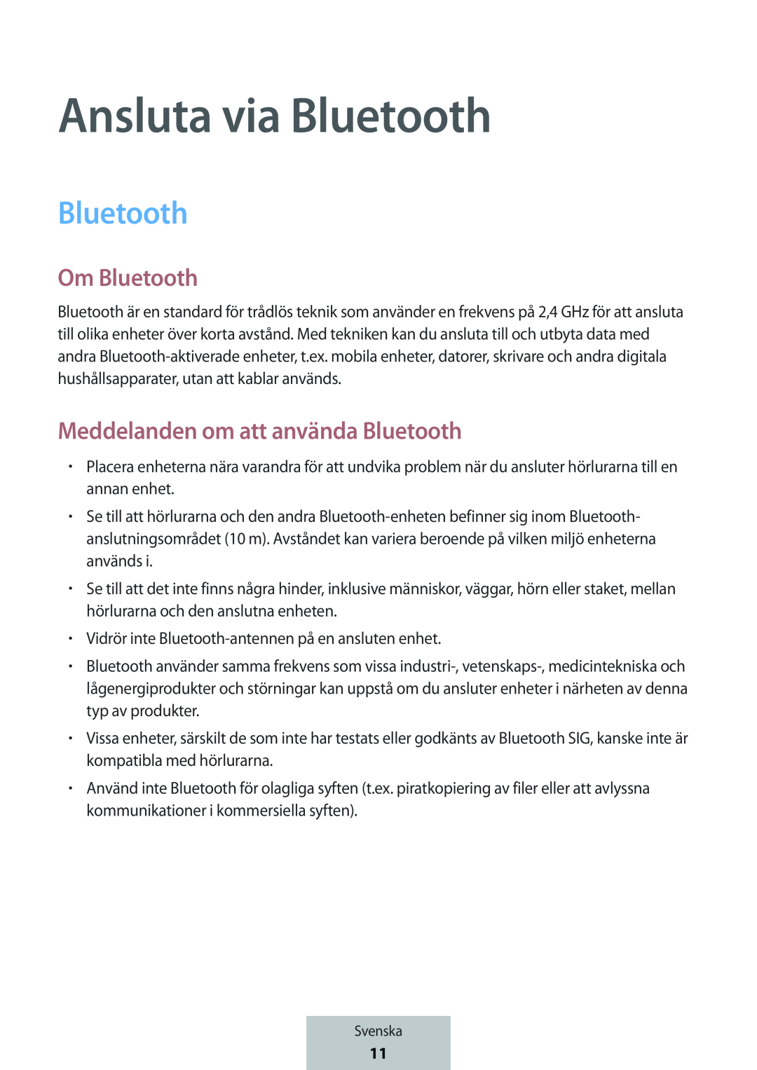 Meddelanden om att använda Bluetooth In-Ear Headphones Level Active Headphones