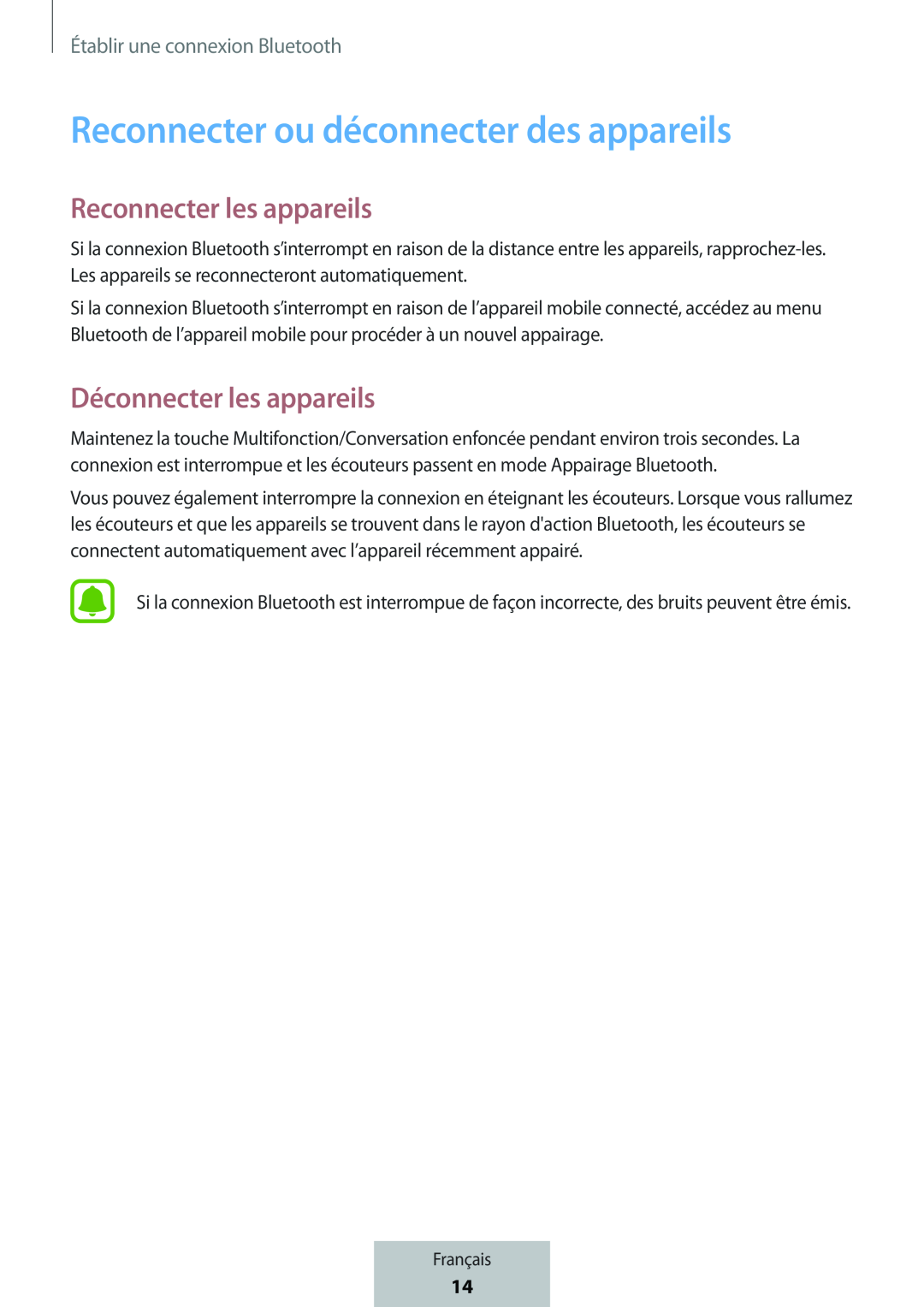 Reconnecter les appareils Déconnecter les appareils