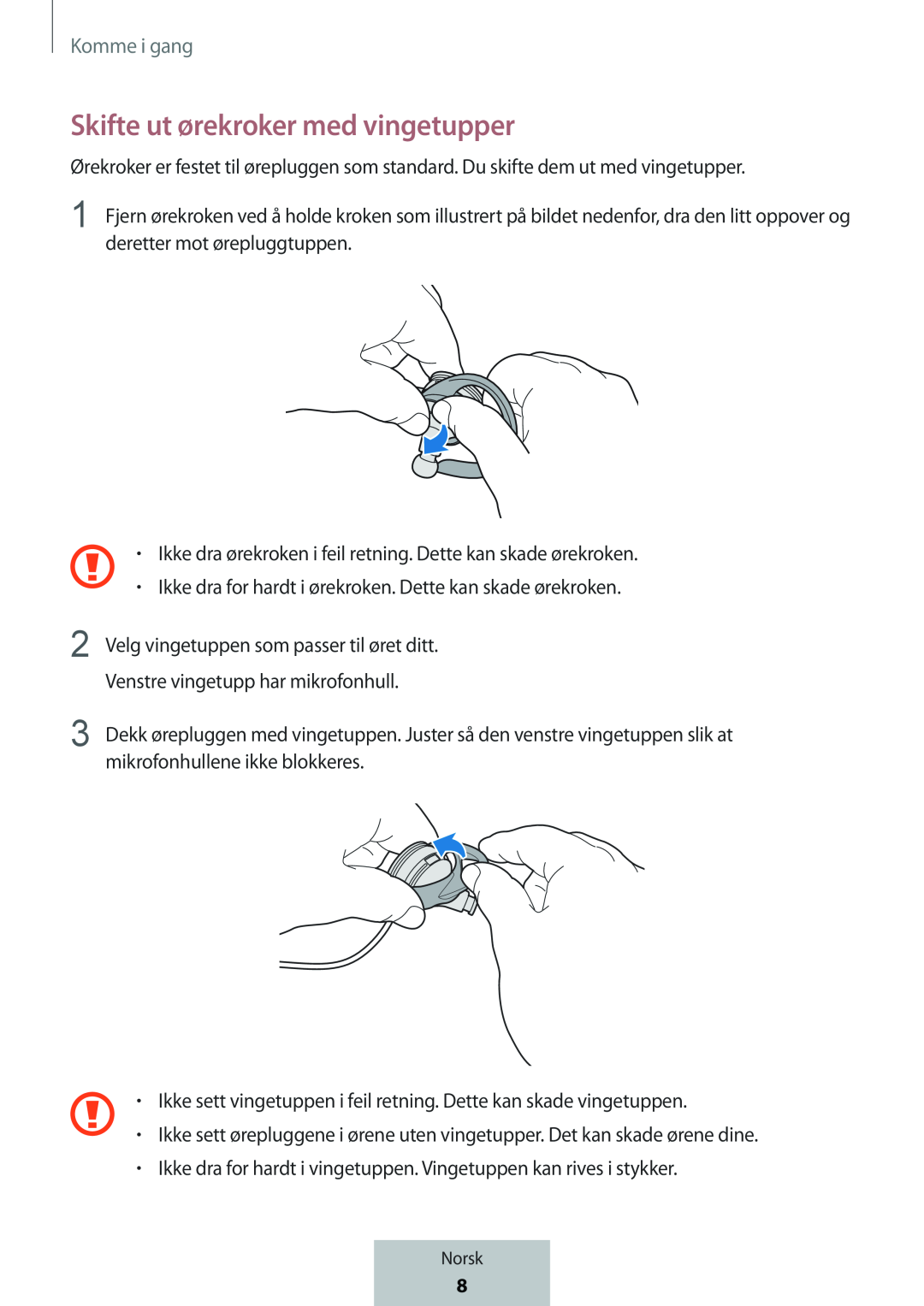 Skifte ut ørekroker med vingetupper In-Ear Headphones Level Active Headphones