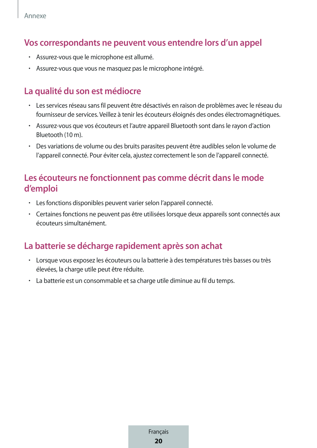 Les écouteurs ne fonctionnent pas comme décrit dans le mode d’emploi In-Ear Headphones Level Active Headphones