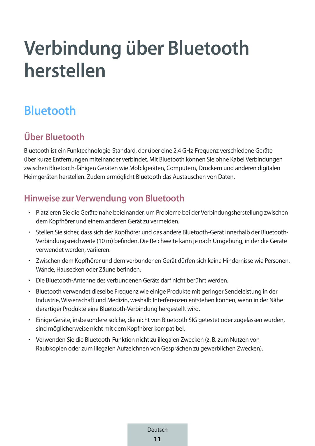 Verbindung über Bluetooth herstellen Über Bluetooth