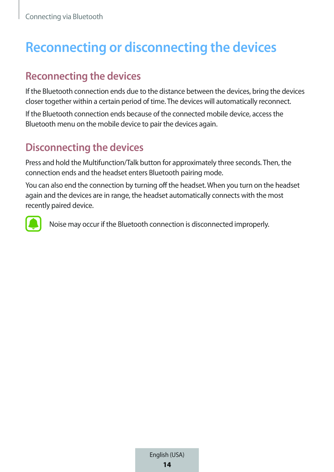 Reconnecting or disconnecting the devices In-Ear Headphones Level Active Headphones