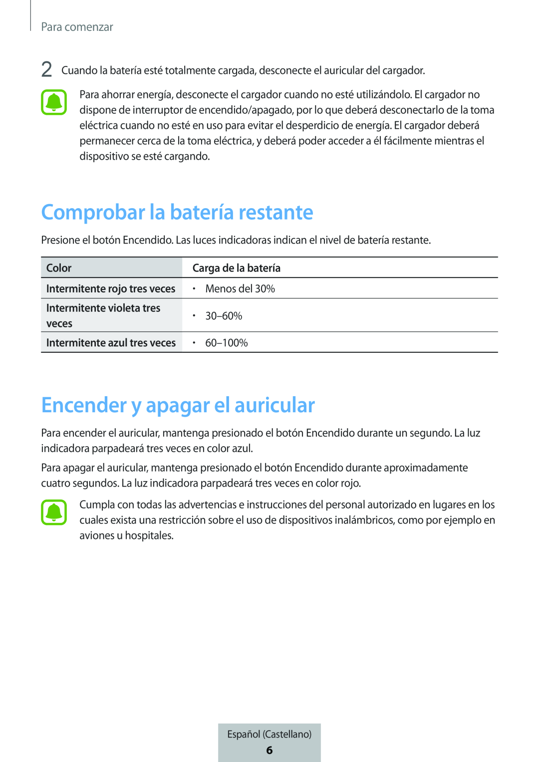 Encender y apagar el auricular