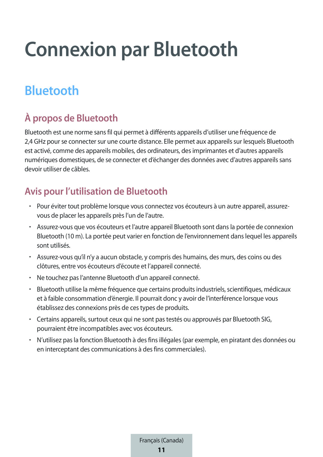 Connexion par Bluetooth À propos de Bluetooth