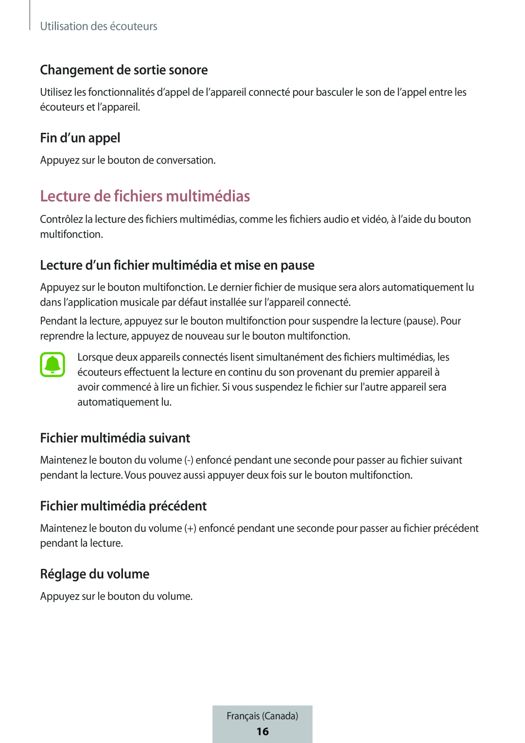 Lecture d’un fichier multimédia et mise en pause In-Ear Headphones Level Active Headphones