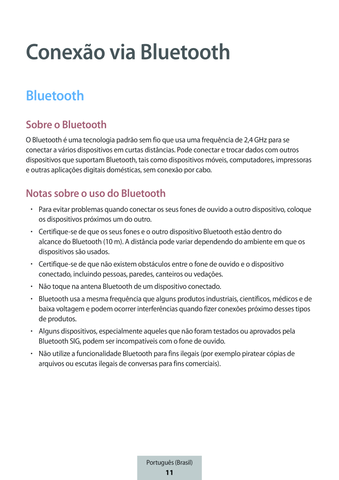 Conexão via Bluetooth Sobre o Bluetooth