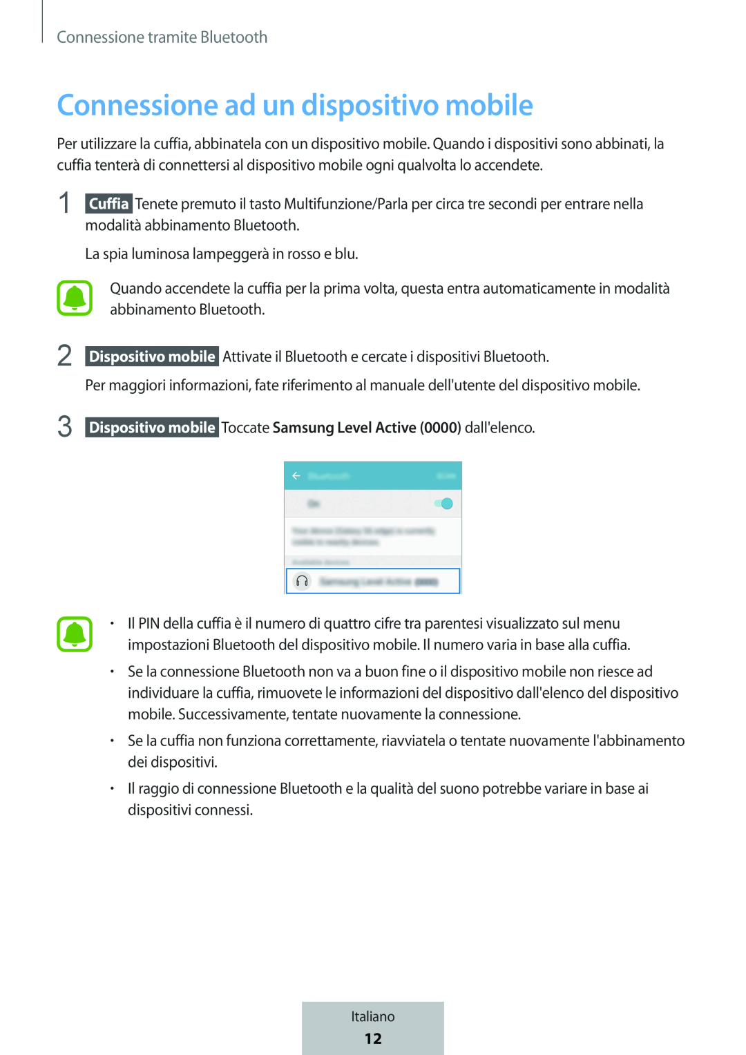 Connessione ad un dispositivo mobile