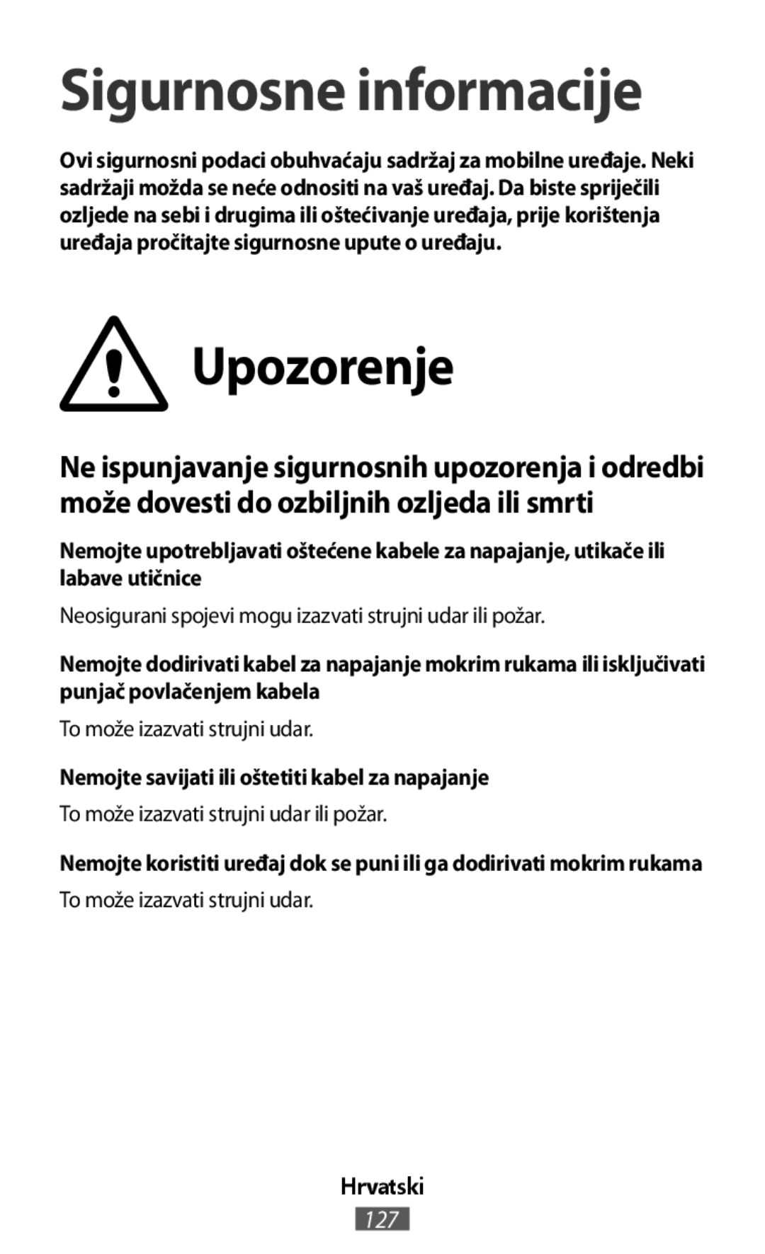 Upozorenje Sigurnosne informacije