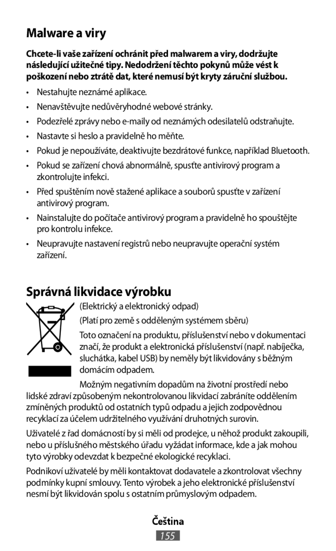 Malware a viry Správná likvidace výrobku