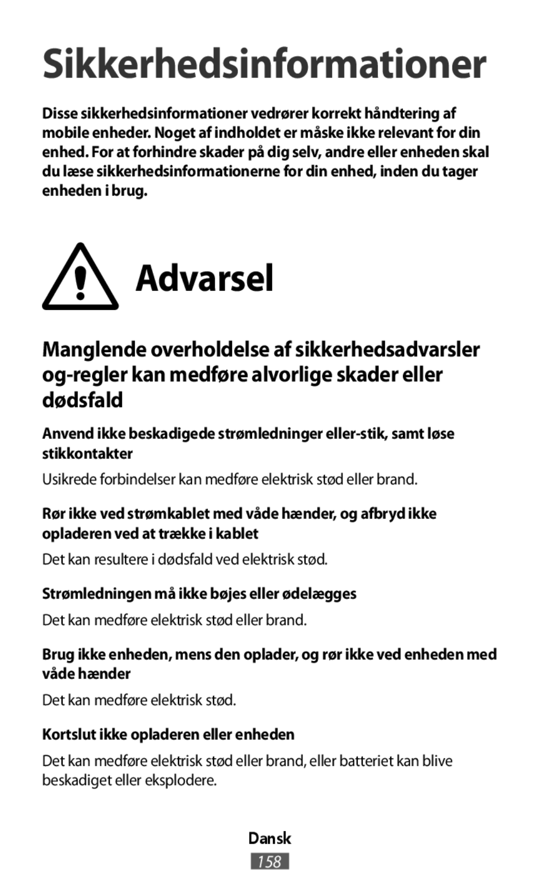 Advarsel Sikkerhedsinformationer