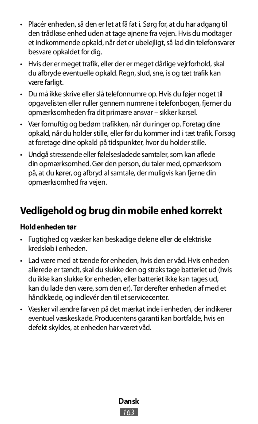 Hold enheden tør Vedligehold og brug din mobile enhed korrekt