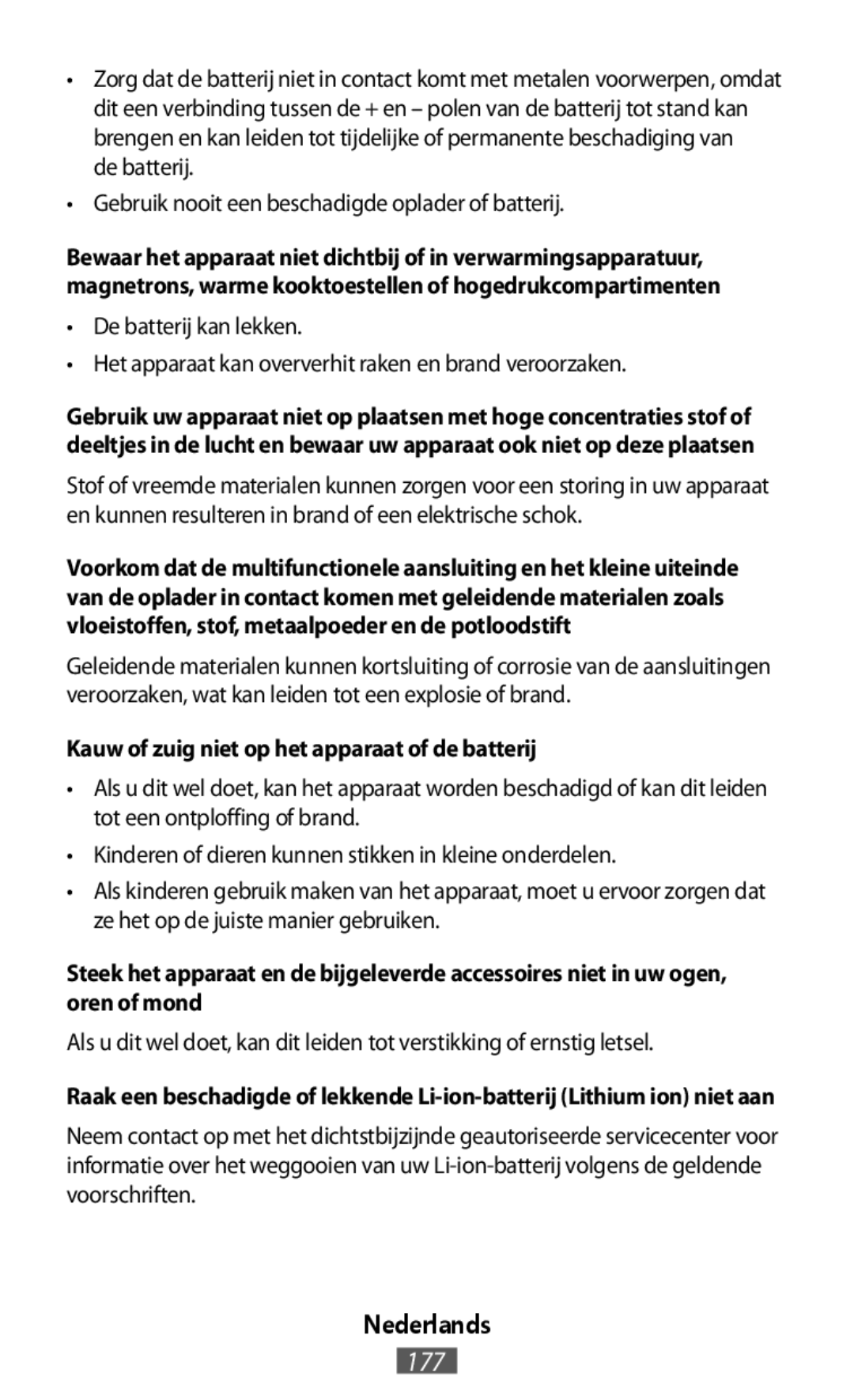 Raak een beschadigde of lekkende Li-ion-batterij(Lithium ion) niet aan On-Ear Headphones Level On Wireless Headphones