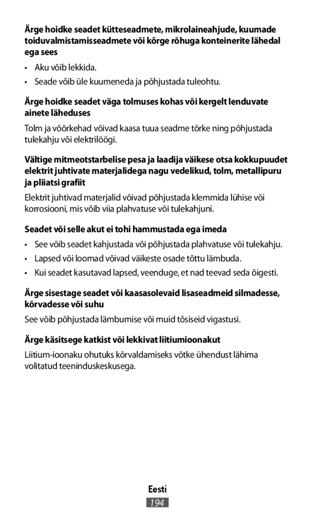 •Lapsed või loomad võivad väikeste osade tõttu lämbuda On-Ear Headphones Level On Wireless Headphones