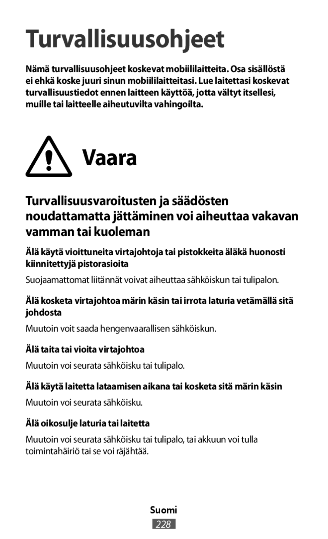 Vaara Turvallisuusohjeet