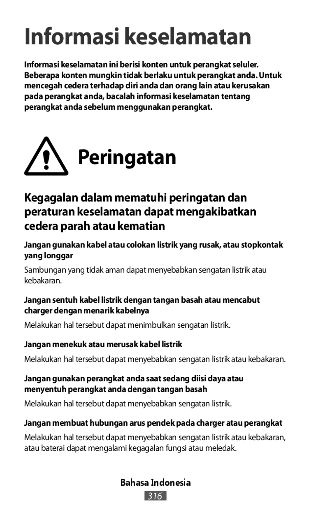 Peringatan Informasi keselamatan