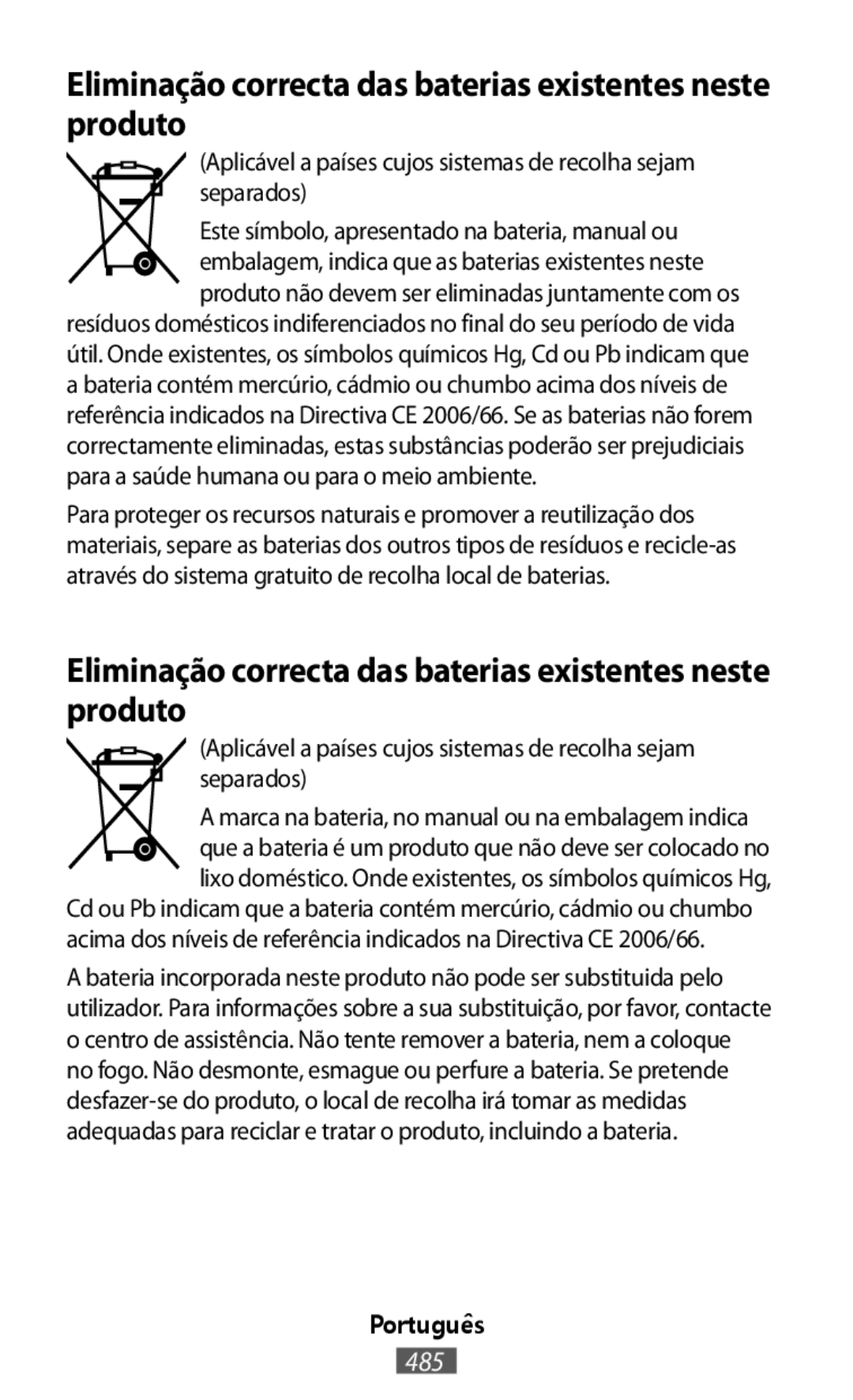 Eliminação correcta das baterias existentes neste produto On-Ear Headphones Level On Wireless Headphones