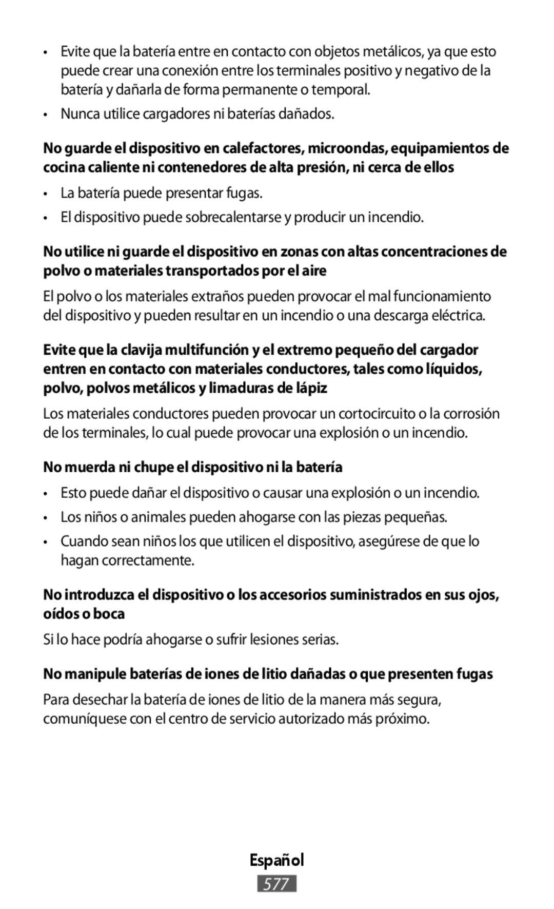 No manipule baterías de iones de litio dañadas o que presenten fugas On-Ear Headphones Level On Wireless Headphones