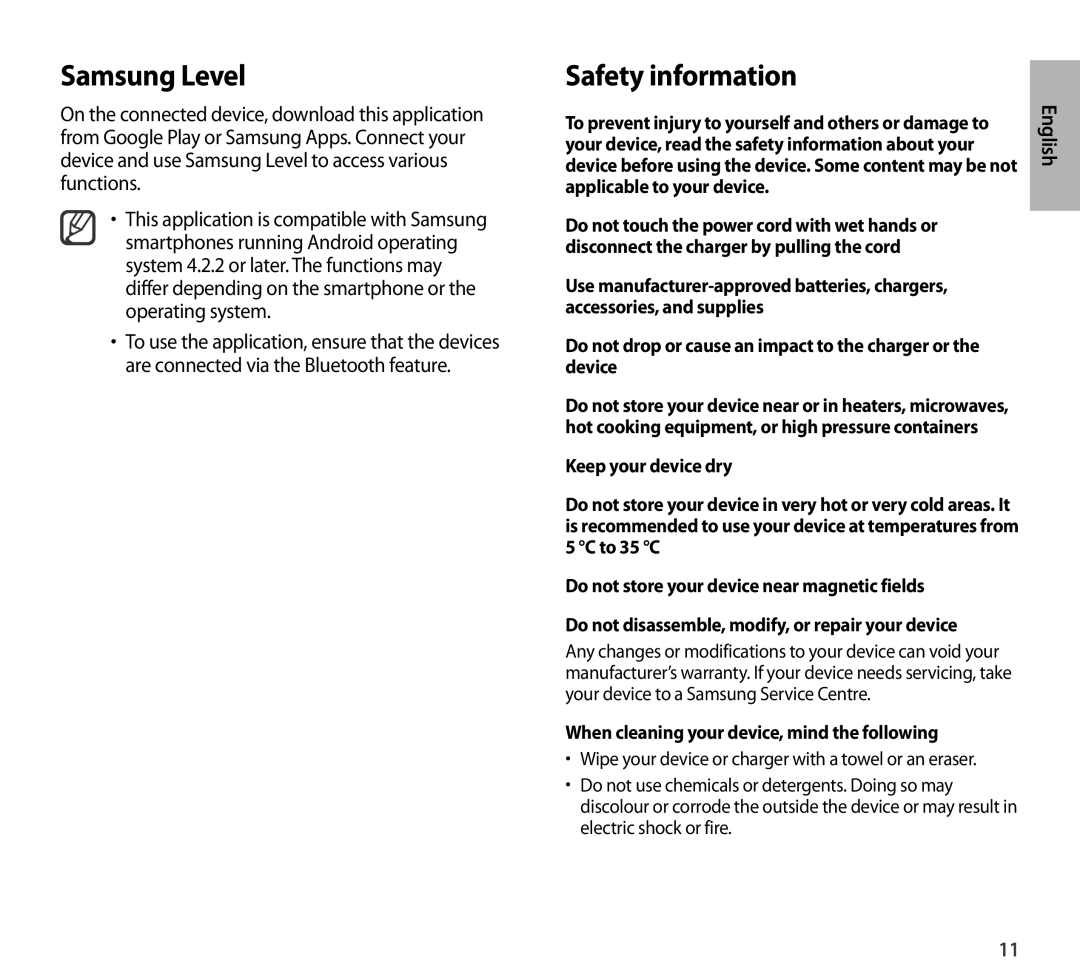 Do not drop or cause an impact to the charger or the device On-Ear Headphones Level Over Headphones