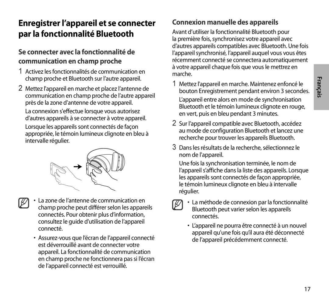 Enregistrer l’appareil et se connecter par la fonctionnalité Bluetooth On-Ear Headphones Level Over Headphones